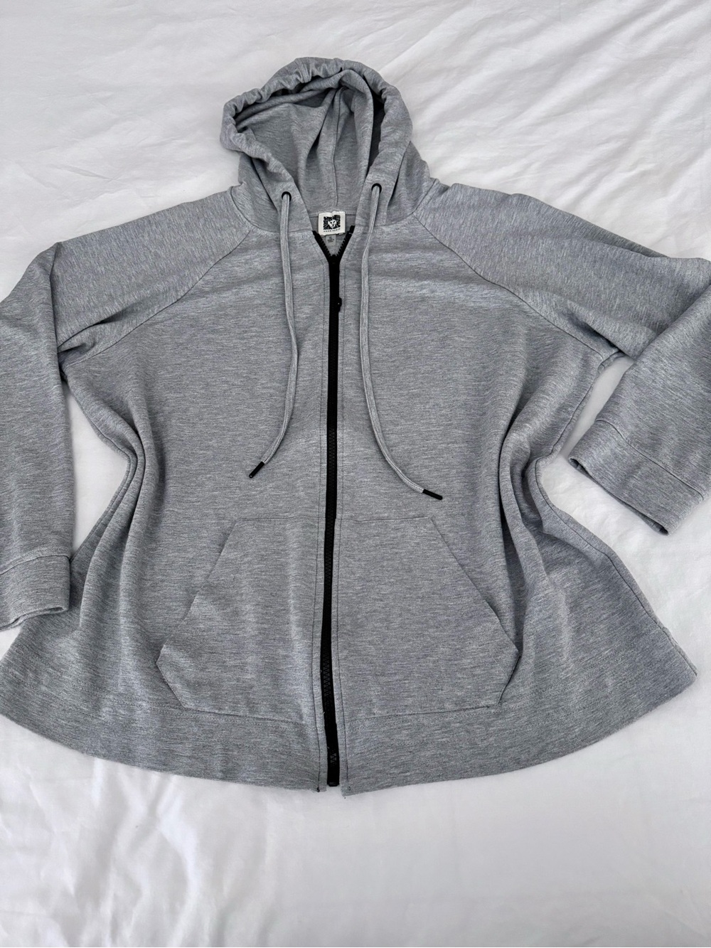 Anne Klein Women’s Gray Full Zip Hoodie Jacket Athleisure Stretch Cozy Size XL